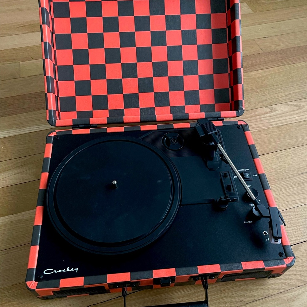 Crosley X UO OJ Checkered Bluetooth Record Player with Vinyls